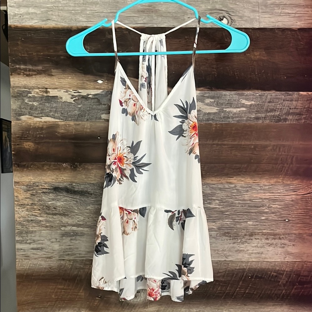 SHEIN Floral Print Tank Top - White and Pink
